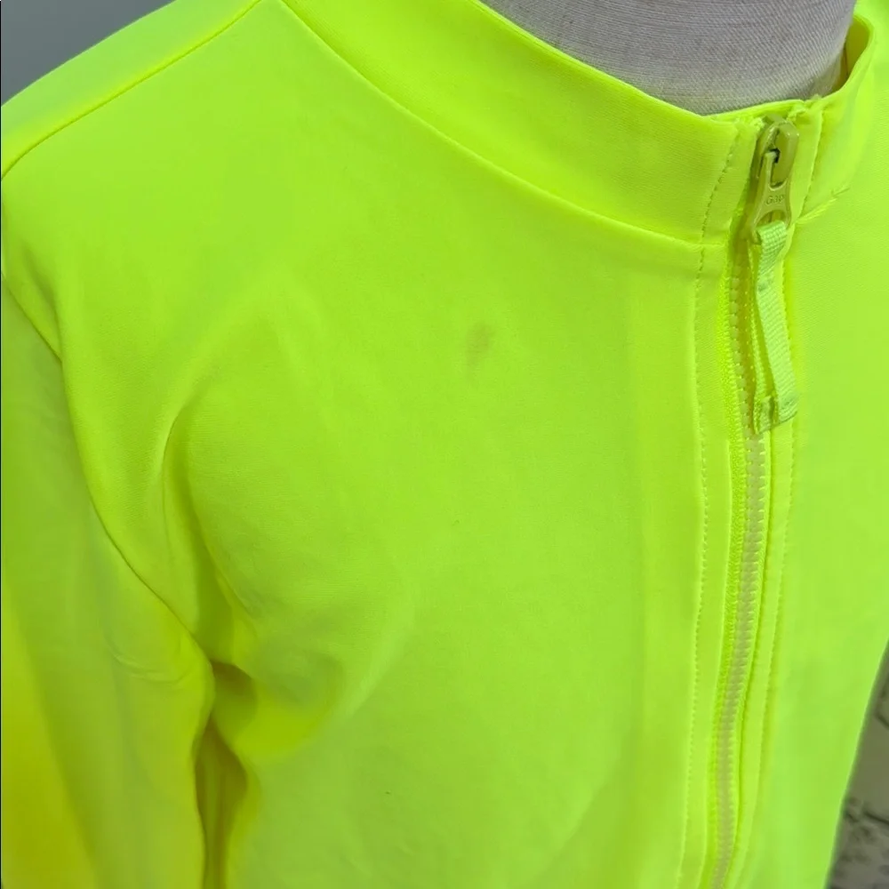 🏊‍♀️ GAP Girls XL 12 Neon Yellow Rashguard Swim Long Sleeve Zip Up